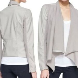 BlankNYC Womens Light Gray Faux Leather Moto Jacket (size M)